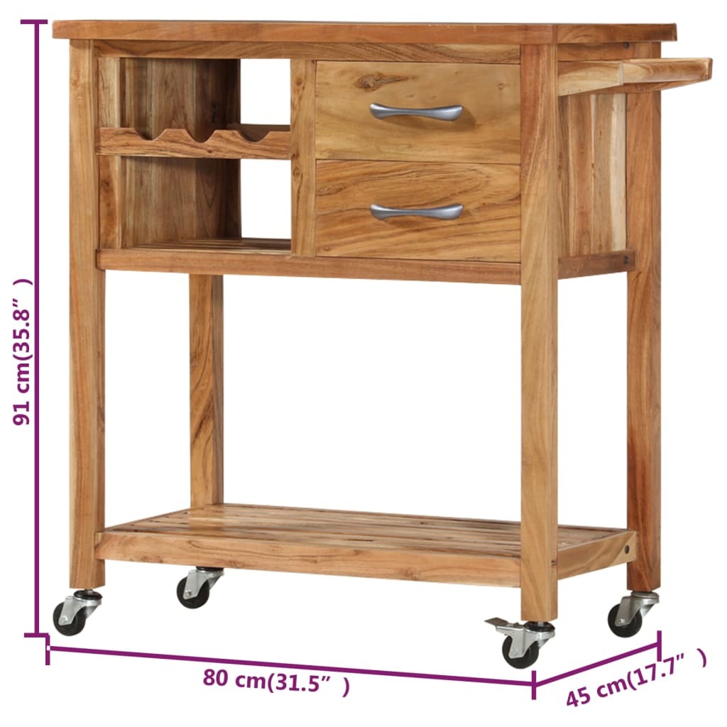 Kitchen Trolley Solid Wood Acacia