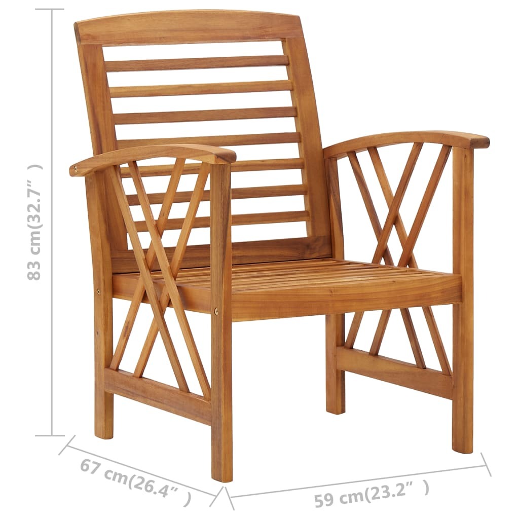 Patio Chairs 2 pcs Solid Acacia Wood