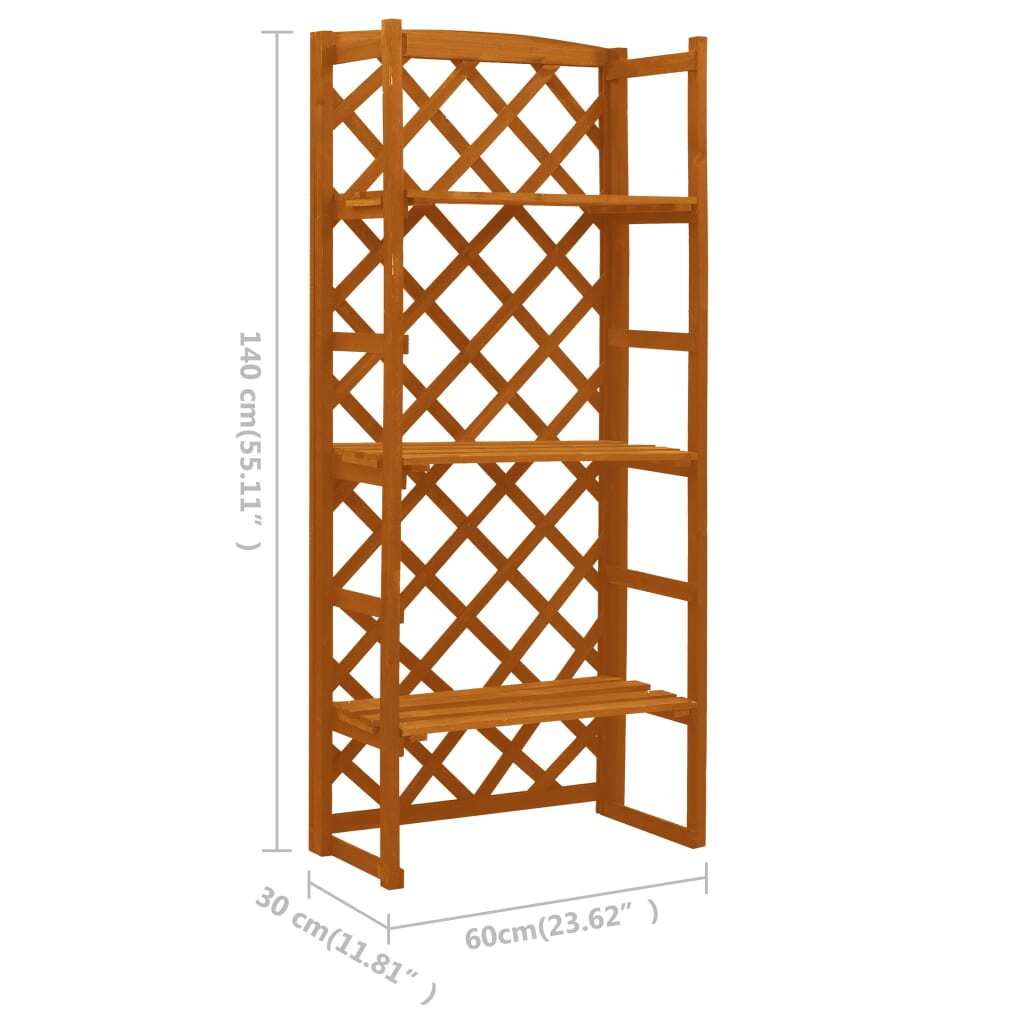 Plant Stand with Trellis Orange Solid Firwood