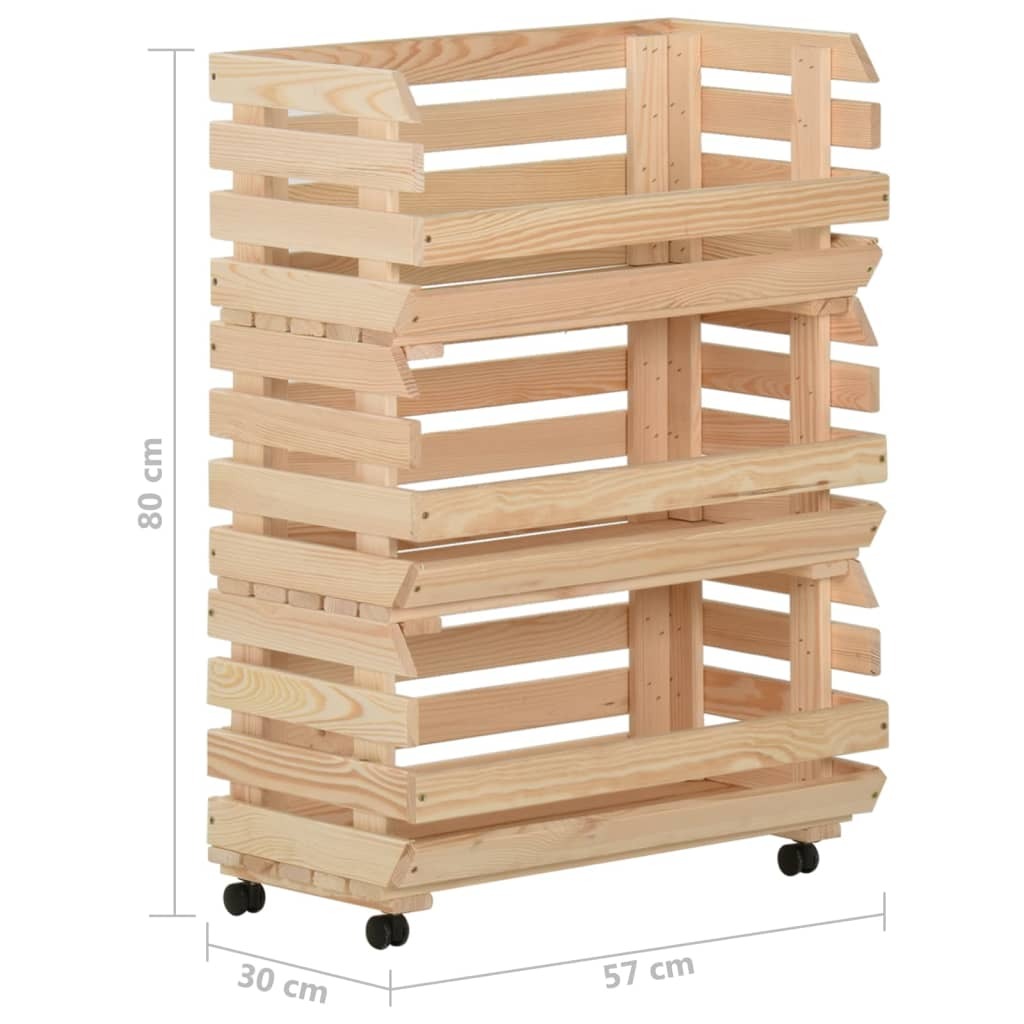 Vegetable Trolley Solid Wood Pine