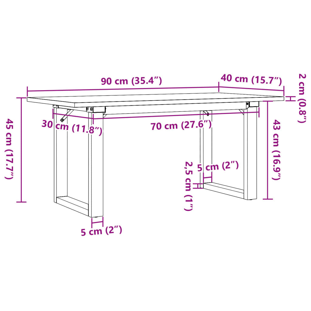 Coffee Table O-Frame 35.4"x15.7"x17.7" Solid Wood Pine and Steel