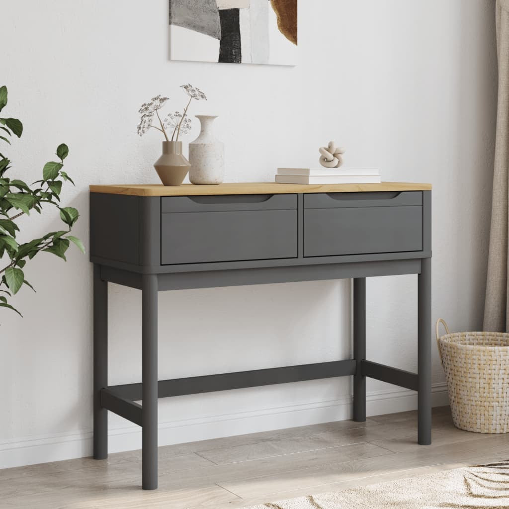 Console Table FLORO Gray Solid Wood Pine