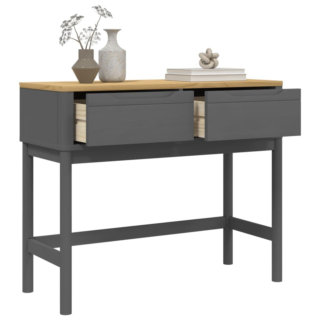 Console Table FLORO Gray Solid Wood Pine
