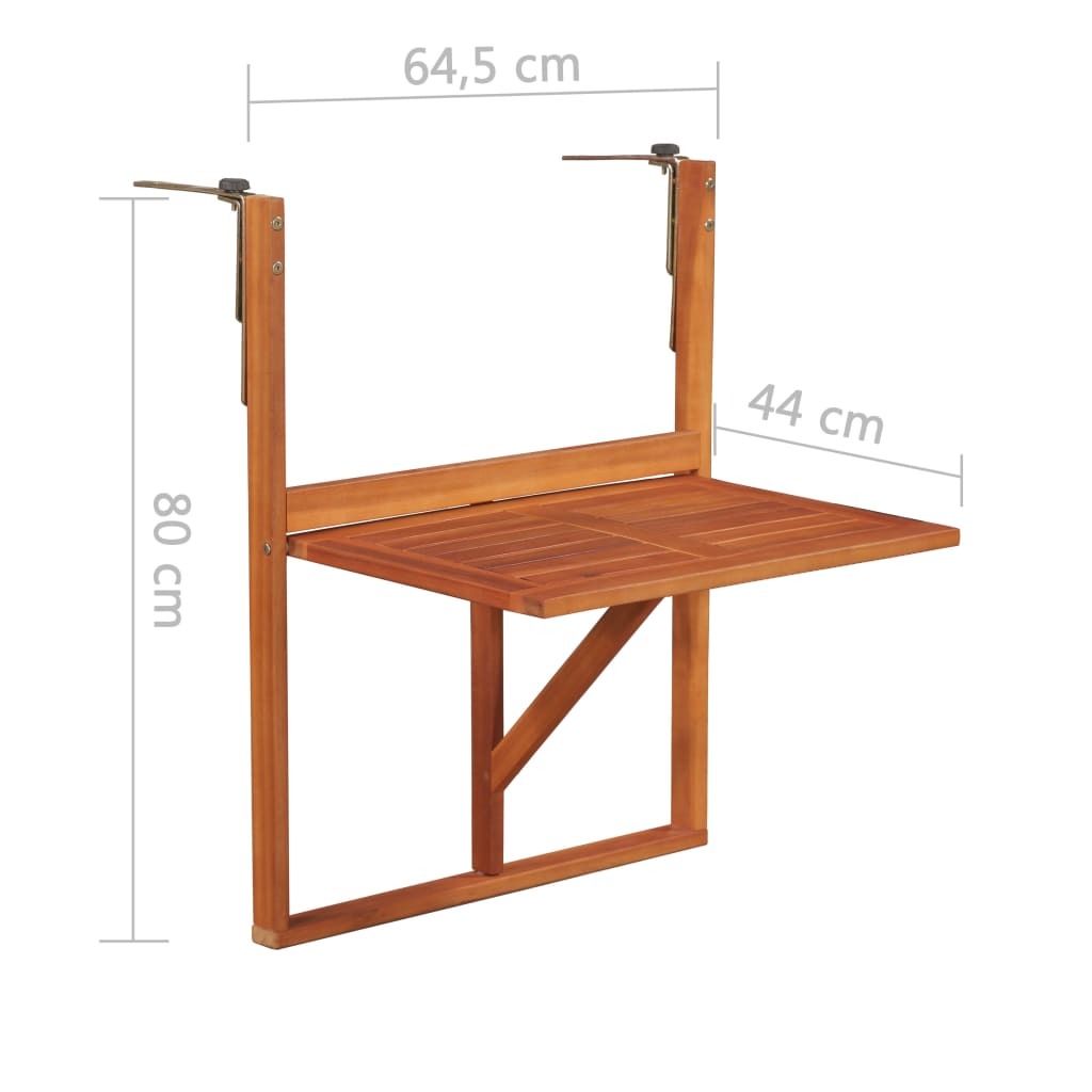 Hanging Balcony Table Solid Acacia Wood