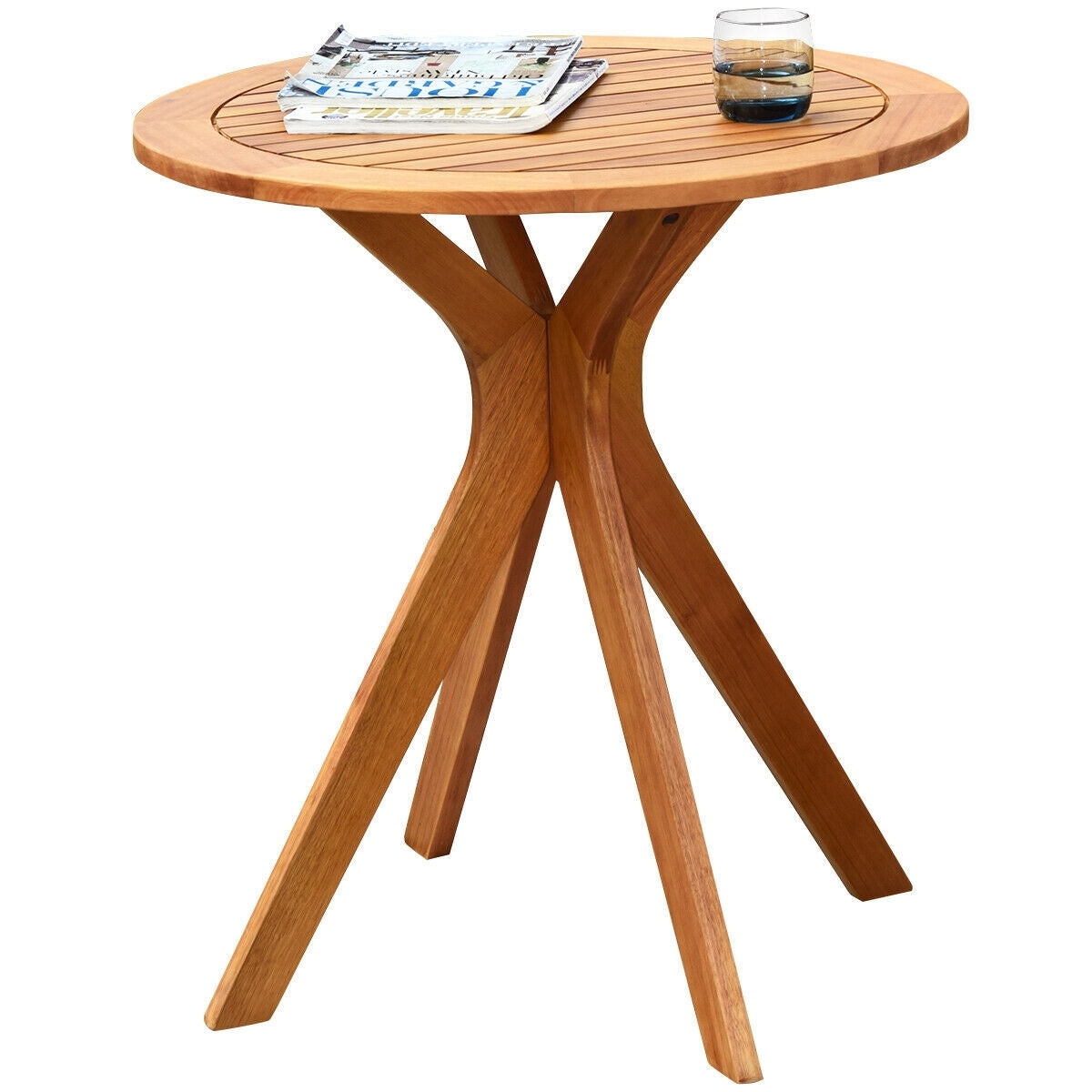 Outdoor Round Solid Wood Coffee Side Bistro Table