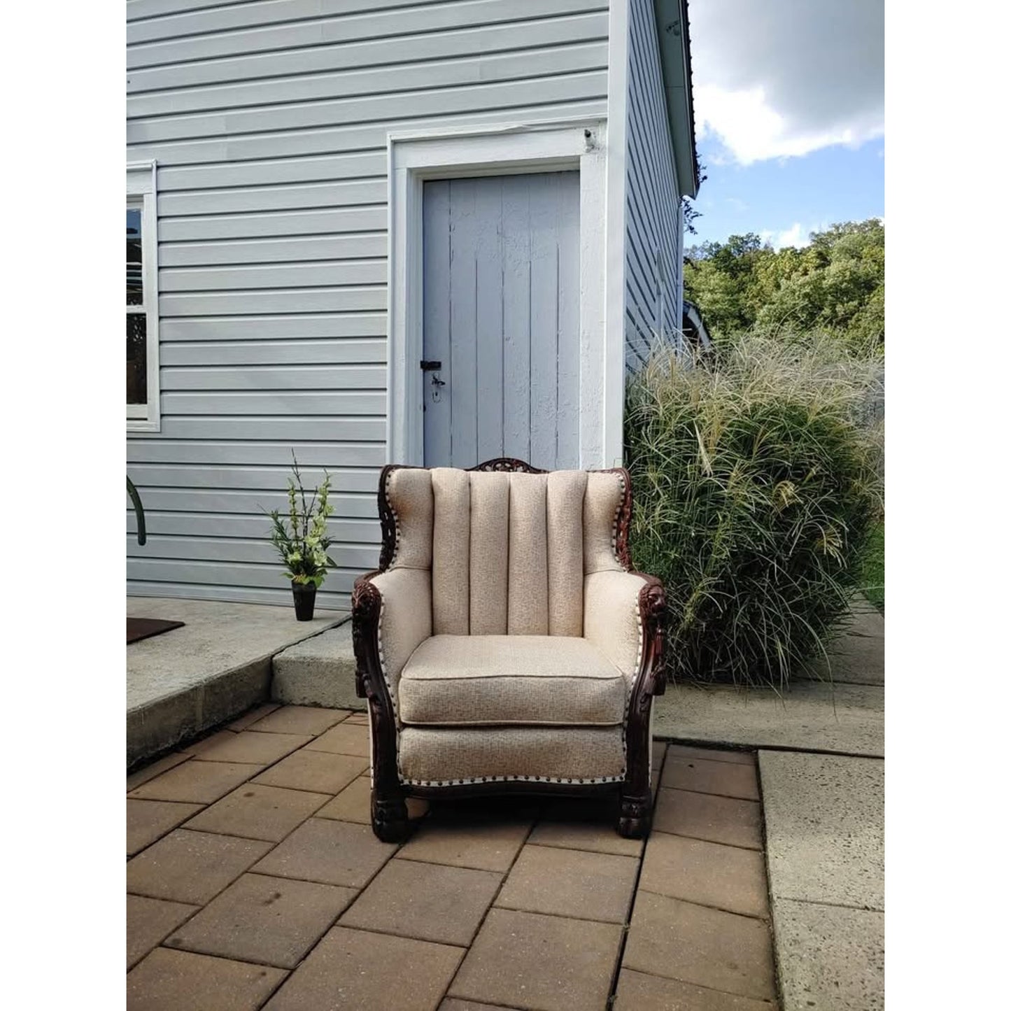 Victorian Walnut Wingback Library Chair Circa 1900