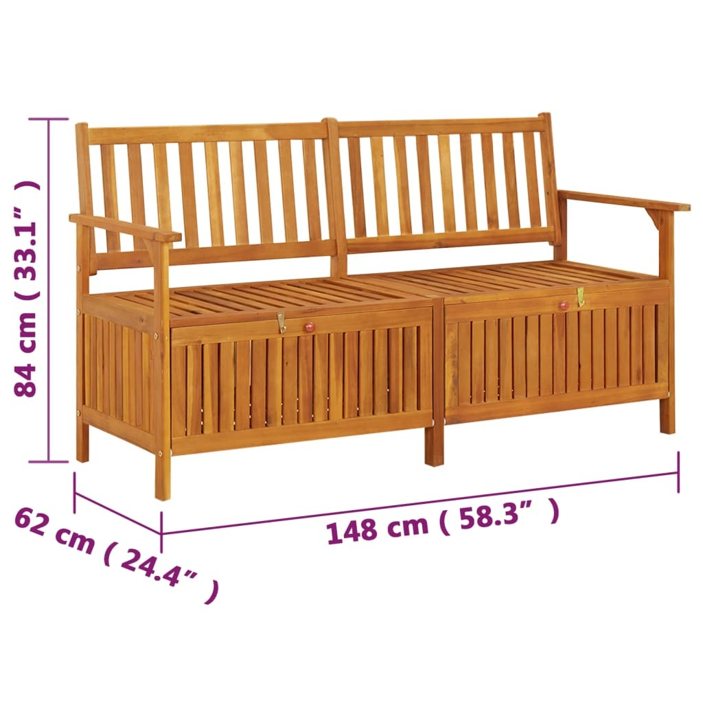 Storage Bench Solid Wood Acacia