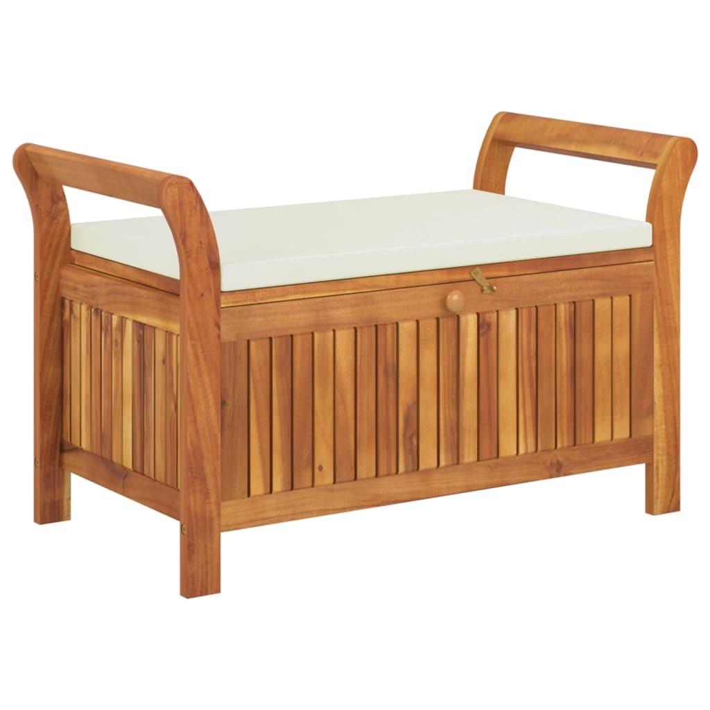 Patio Storage Bench with Cushion Solid Wood Acacia