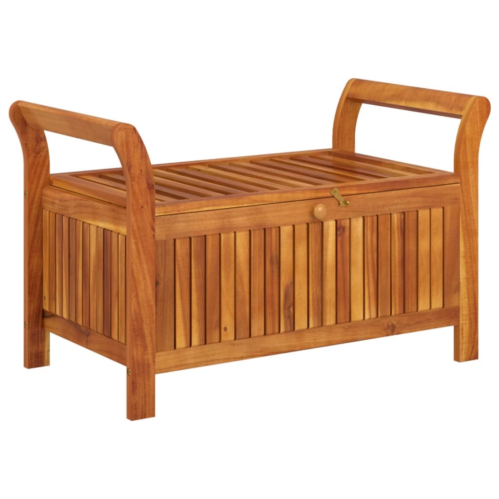 Patio Storage Bench with Cushion Solid Wood Acacia