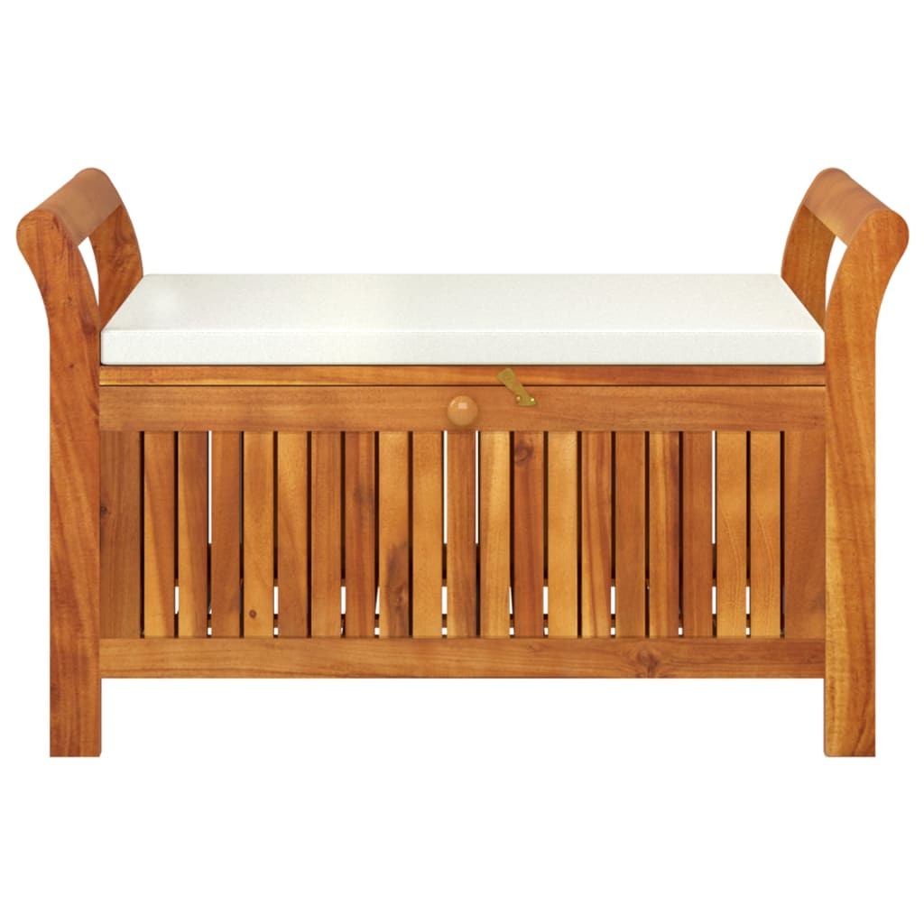 Patio Storage Bench with Cushion Solid Wood Acacia