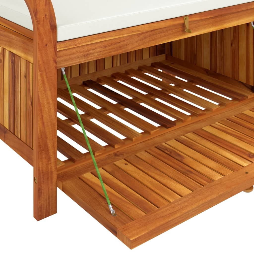 Patio Storage Bench with Cushion Solid Wood Acacia