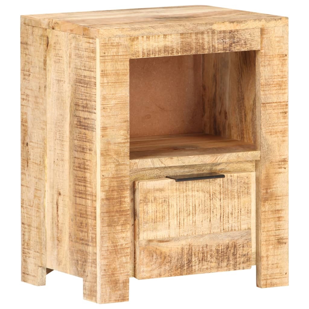 Rough Mango Wood Bedside Cabinet Nightstand Side Table