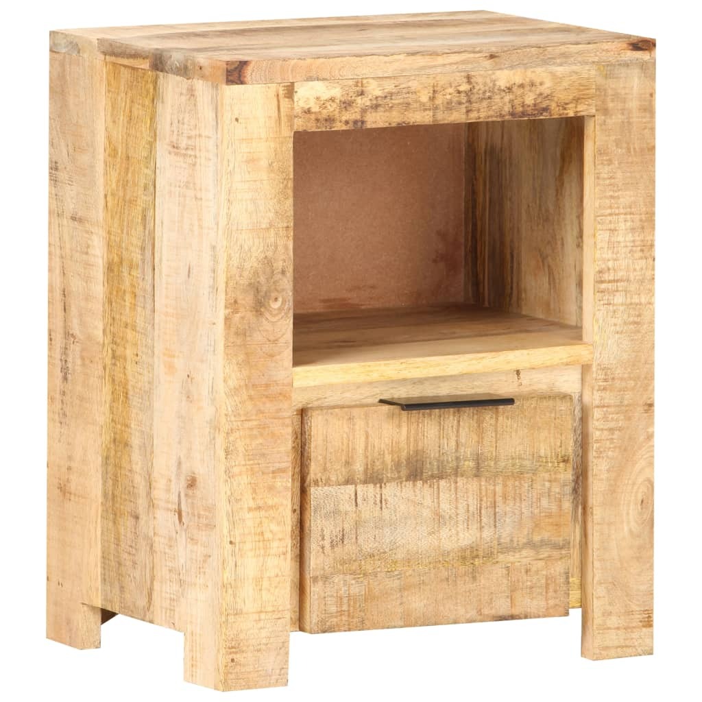 Rough Mango Wood Bedside Cabinet Nightstand Side Table