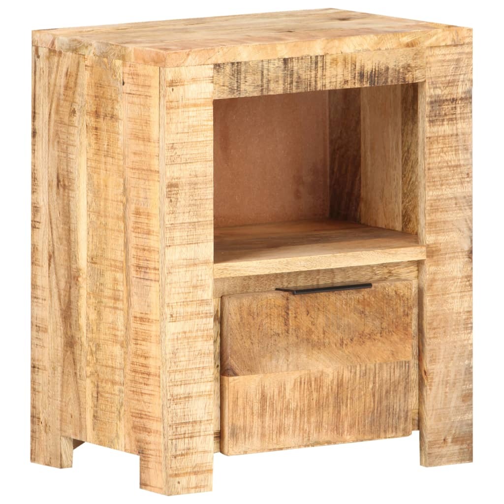 Rough Mango Wood Bedside Cabinet Nightstand Side Table