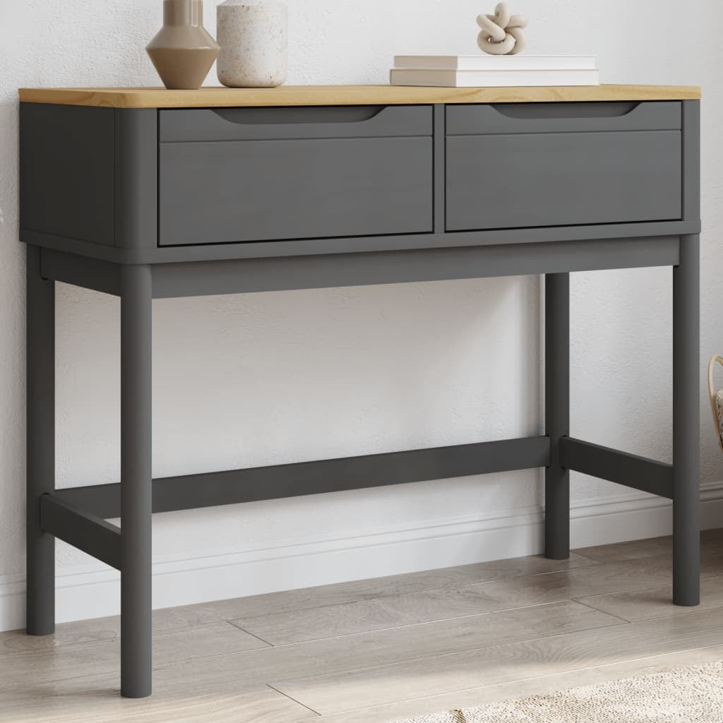 Console Table FLORO Gray Solid Wood Pine