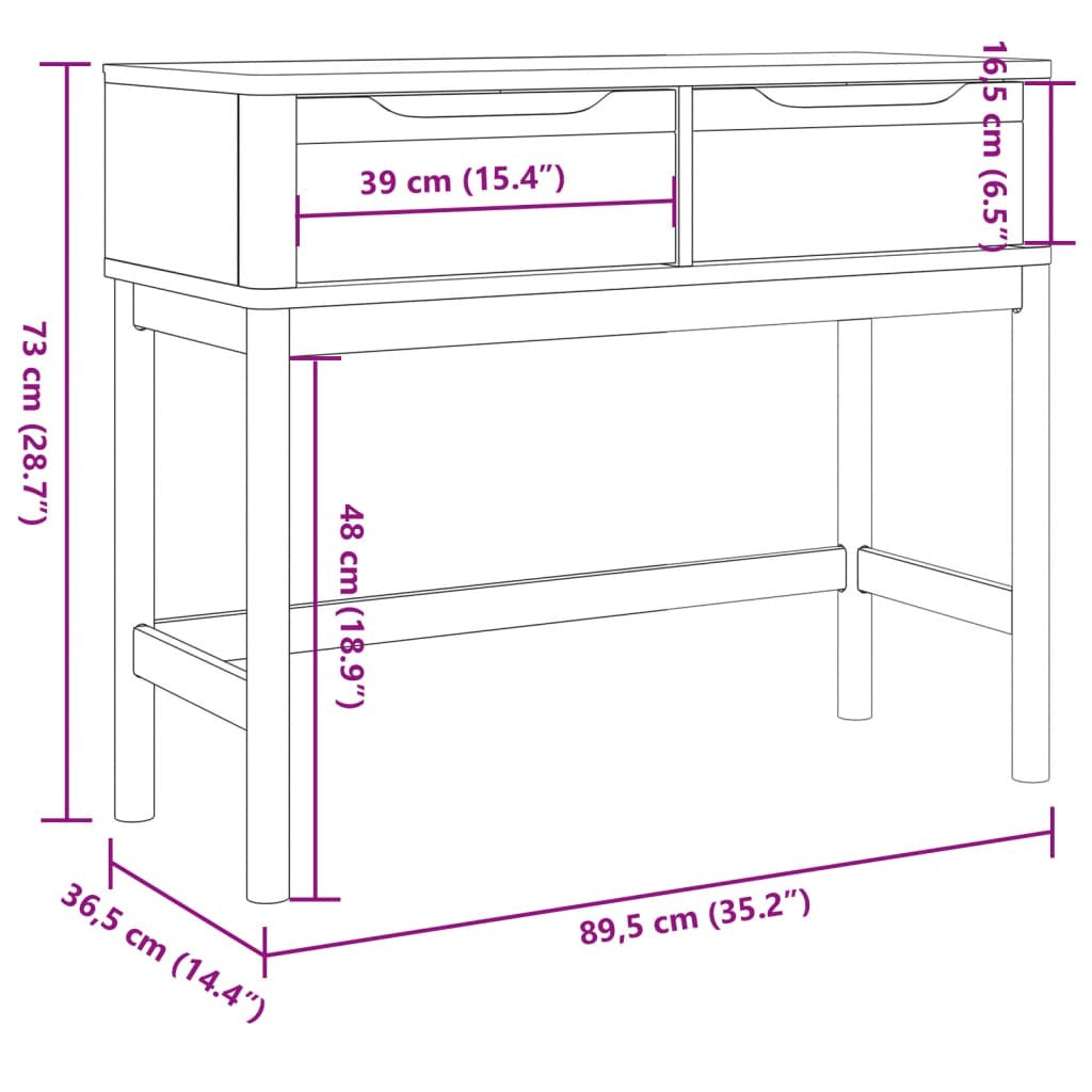 Console Table FLORO Gray Solid Wood Pine