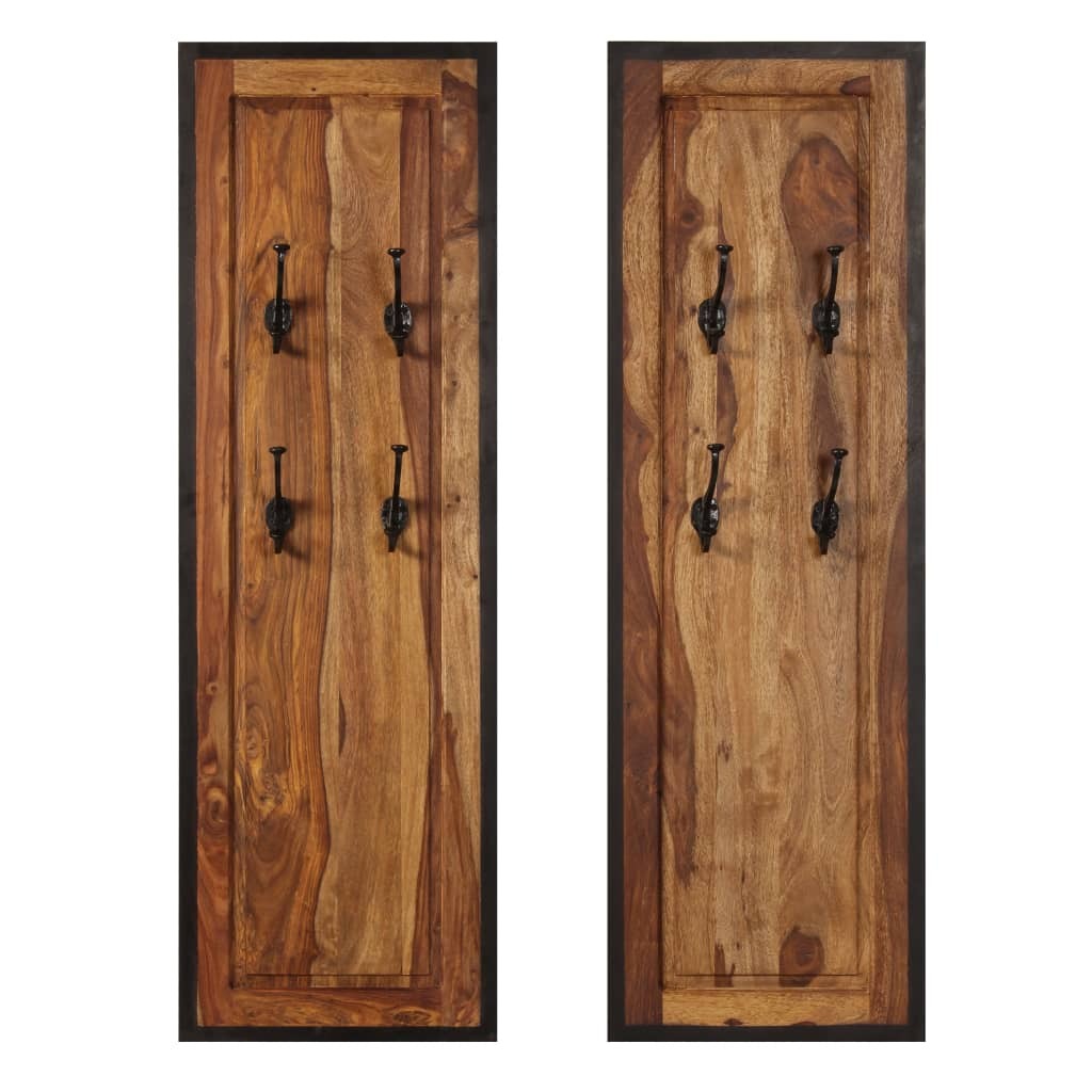 Coat Racks 2 pcs Solid Sheesham Wood
