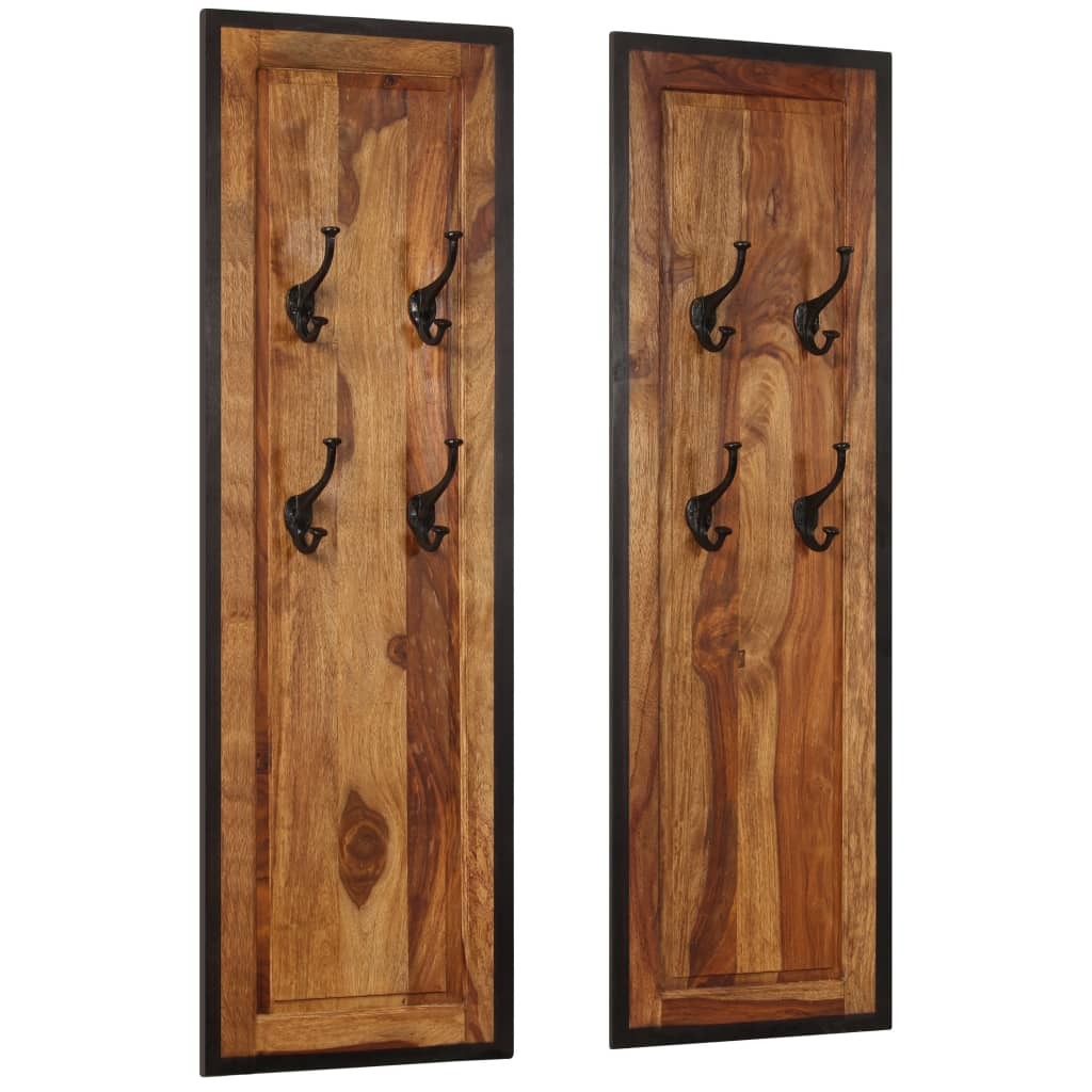 Coat Racks 2 pcs Solid Sheesham Wood