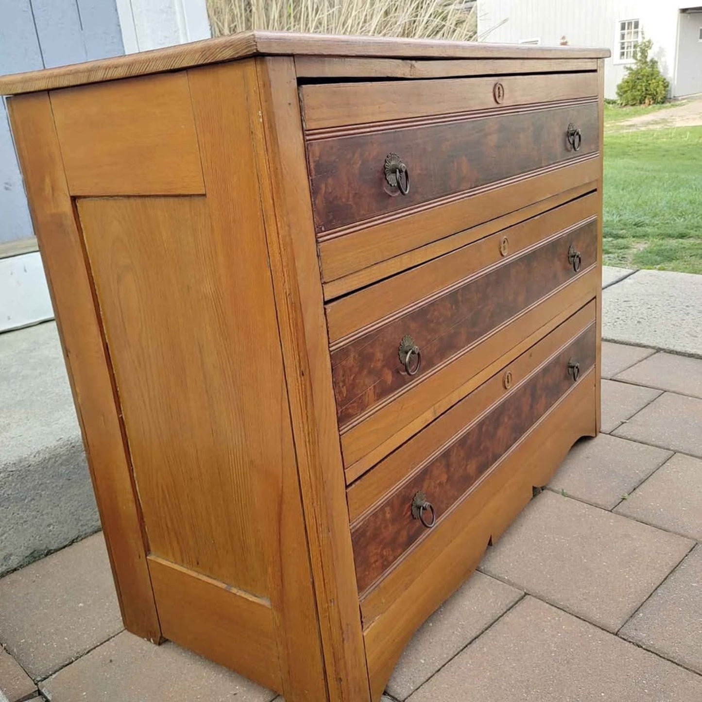Antique Victorian Cherry Wide Chest of Drawers Dresser Server Circa 1890