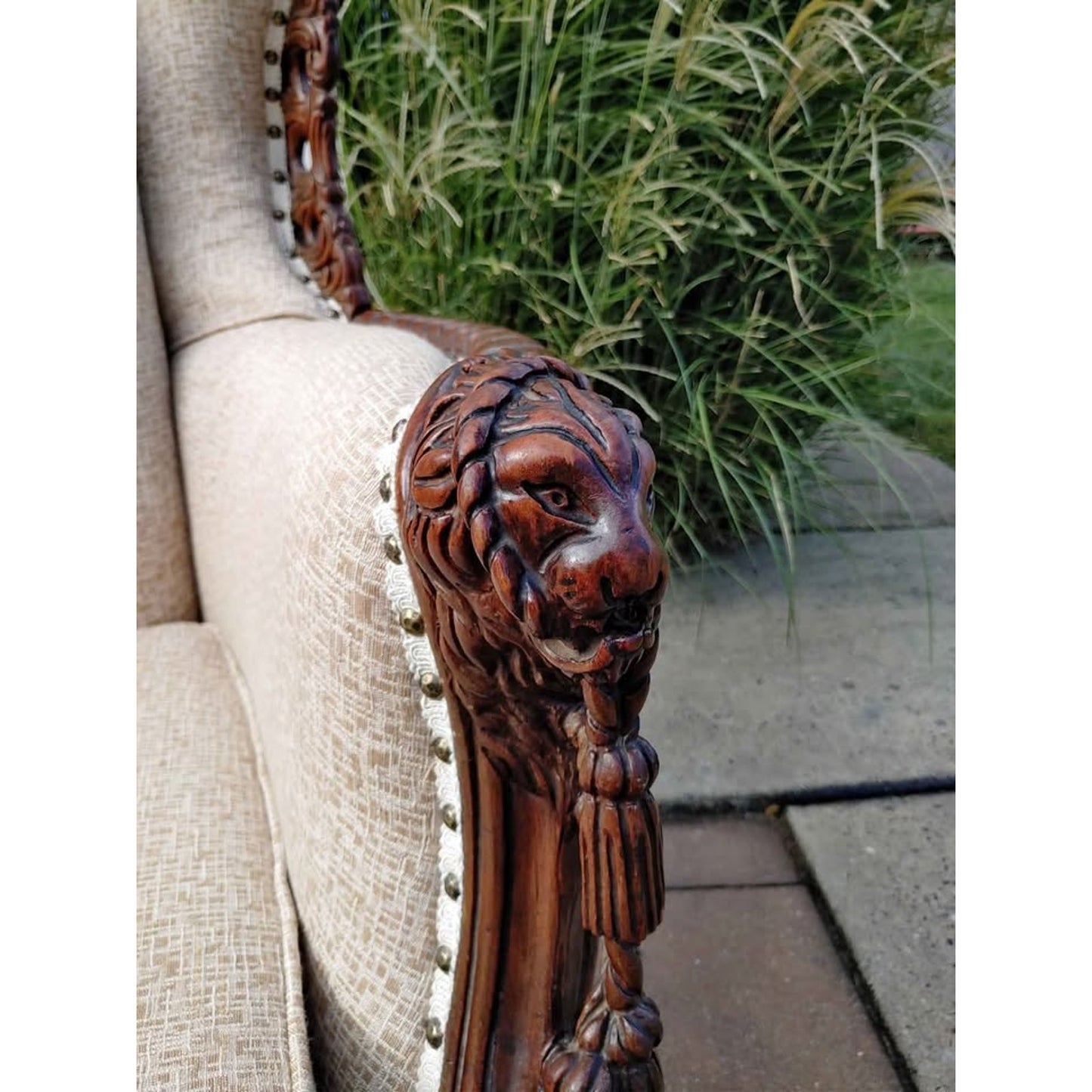 Victorian Walnut Wingback Library Chair Circa 1900