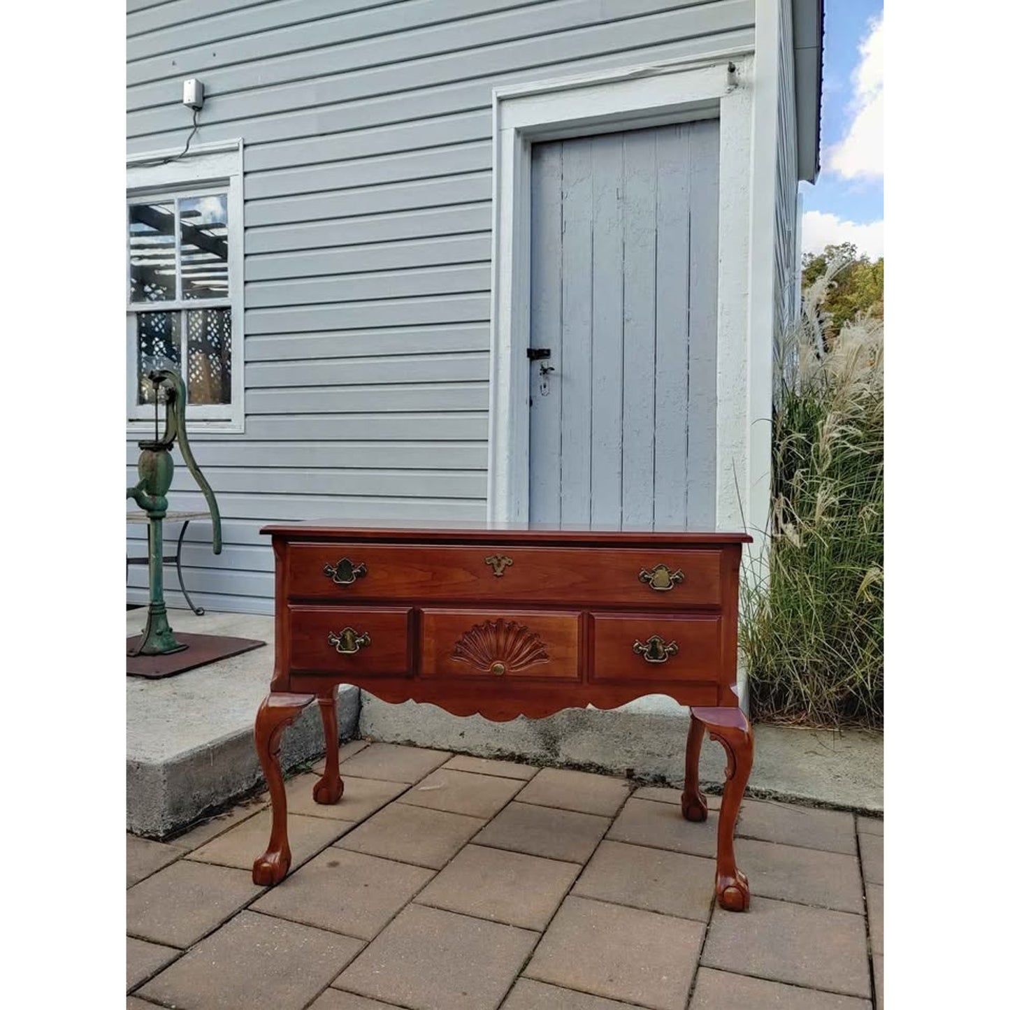Vintage Cherry 4 Drawer Lowboy Entry Table