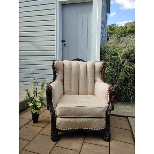 Victorian Walnut Wingback Library Chair Circa 1900