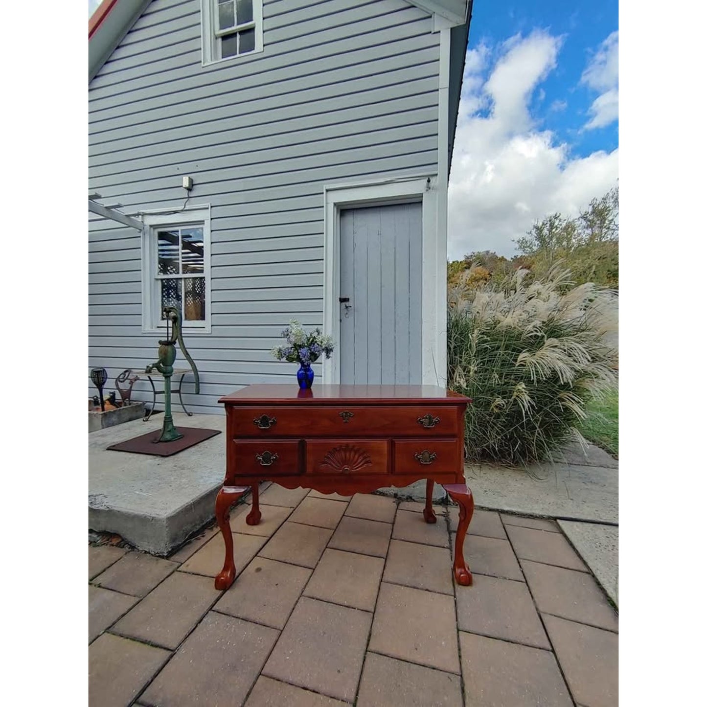 Vintage Cherry 4 Drawer Lowboy Entry Table