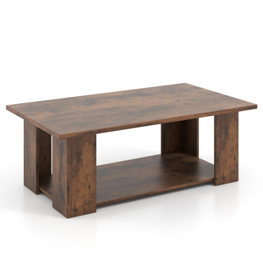 Wooden Modern Coffee Table with Storage Shelf