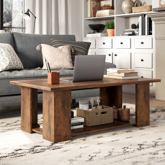 Wooden Modern Coffee Table with Storage Shelf