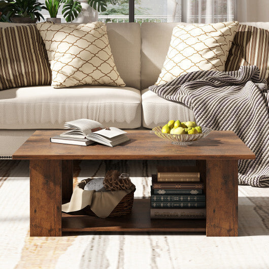 Wooden Modern Coffee Table with Storage Shelf