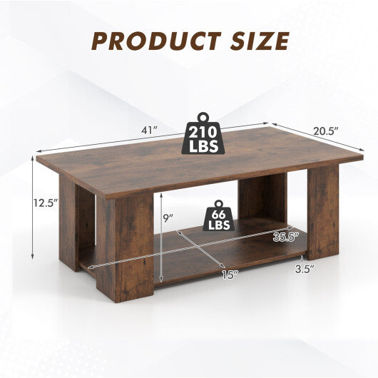 Wooden Modern Coffee Table with Storage Shelf
