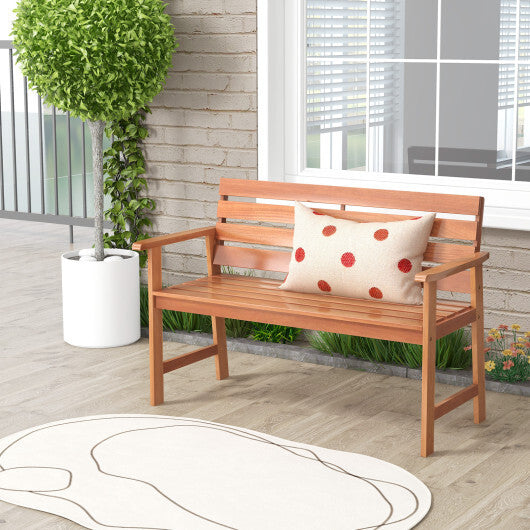 Patio Solid Wood Bench Wood 2-Seat Chair