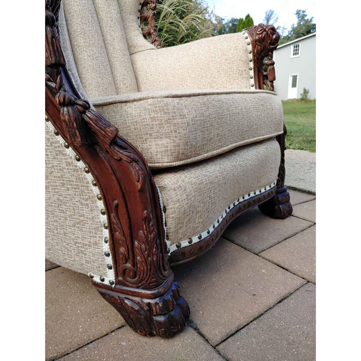 Victorian Walnut Wingback Library Chair Circa 1900