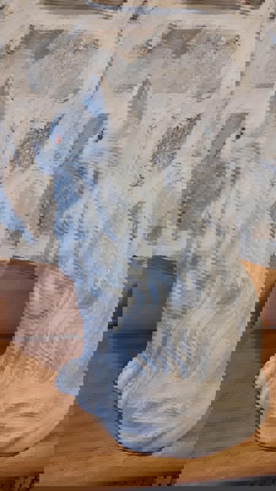 Vintage Cat Statue Ceramic Figurine With Long Hair