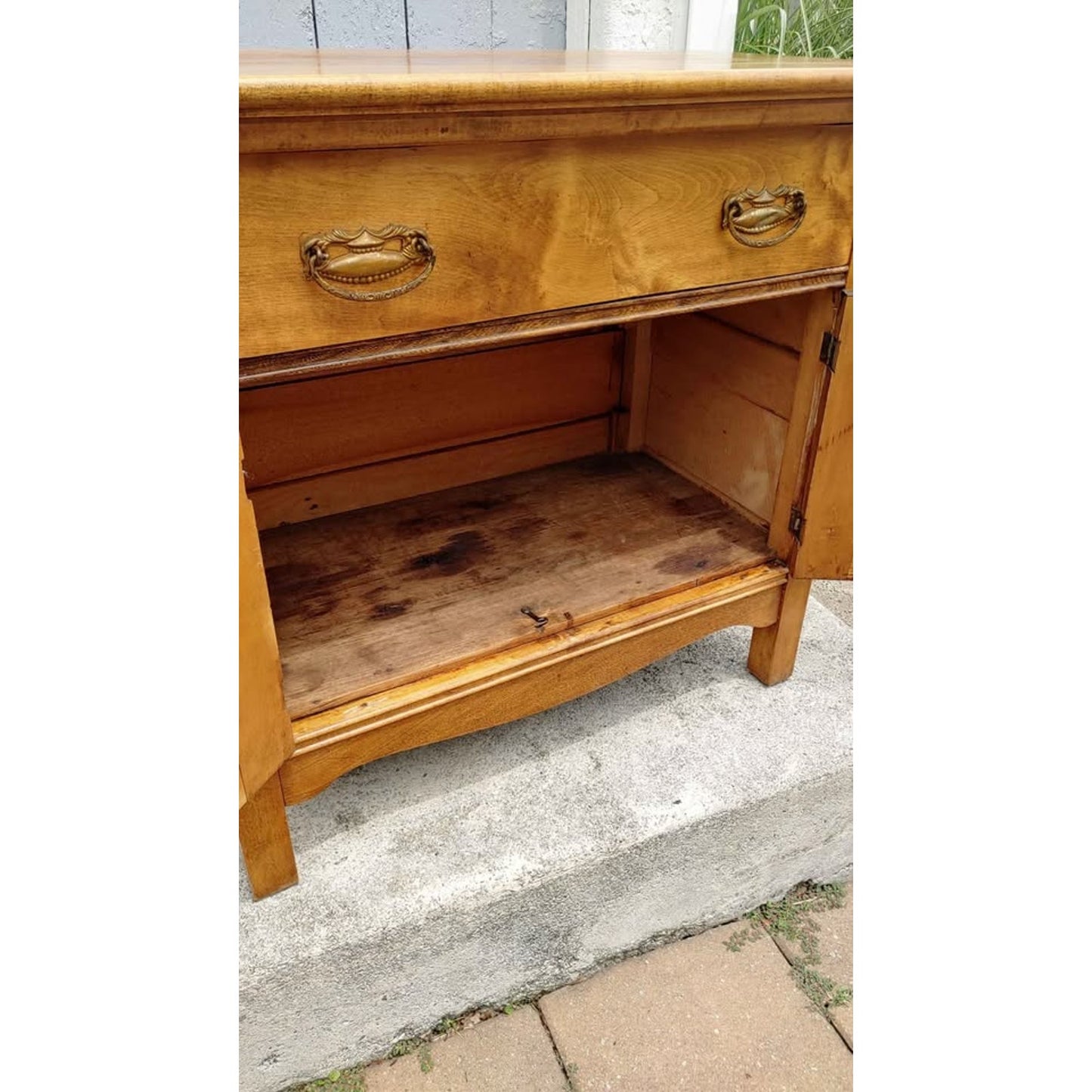Victorian Solid Wood Washstand One Drawer with Cabinet
