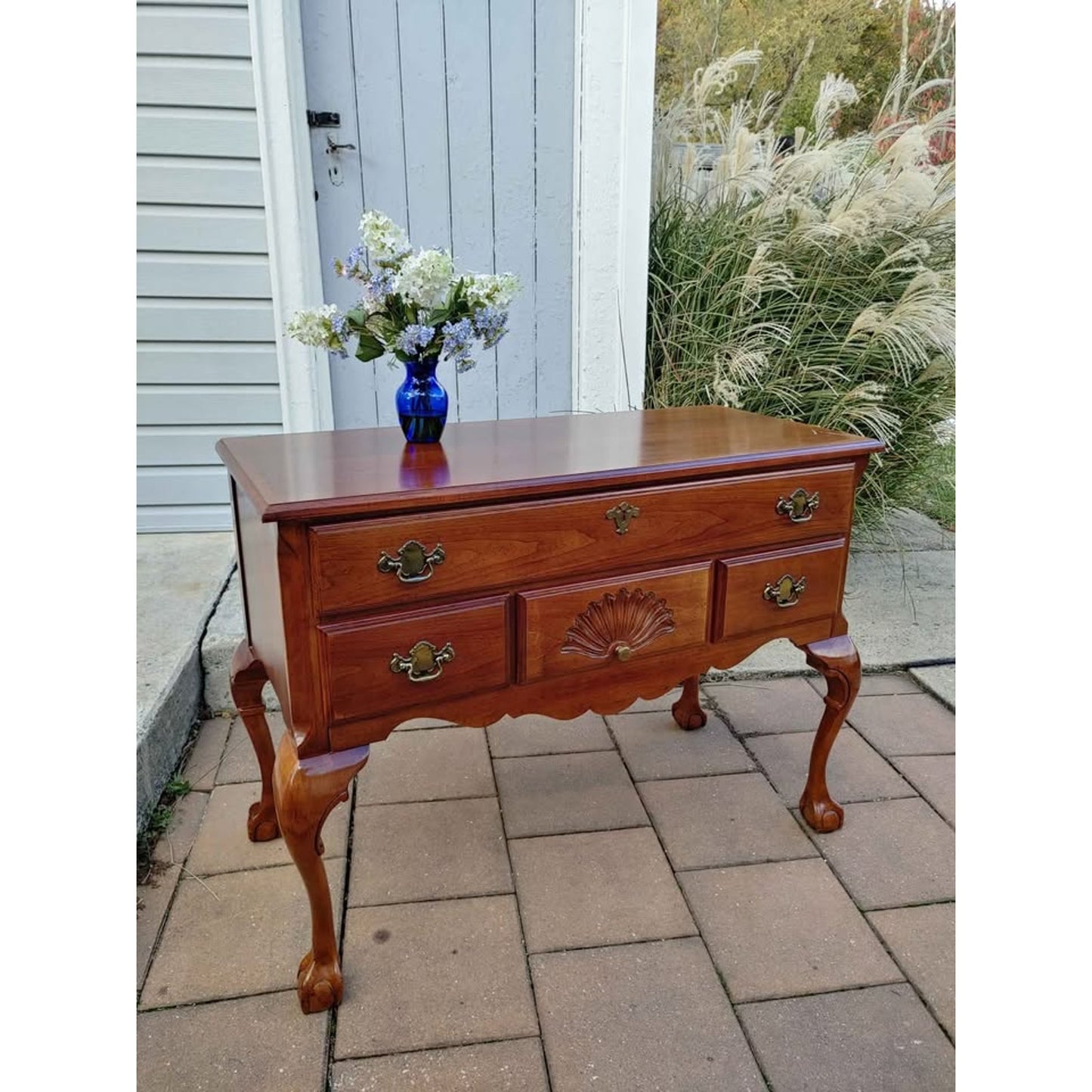 Vintage Cherry 4 Drawer Lowboy Entry Table