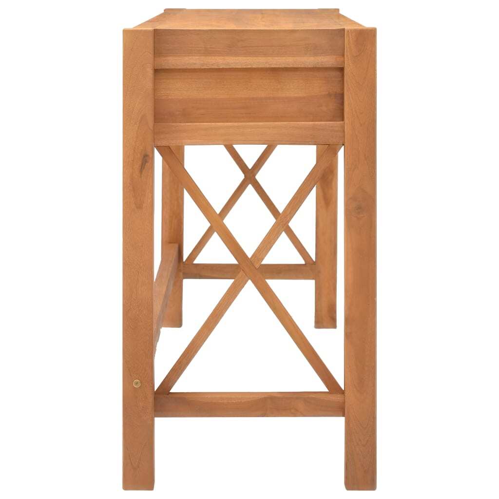 Desk with 2 Drawers Teak Wood X Leg Long